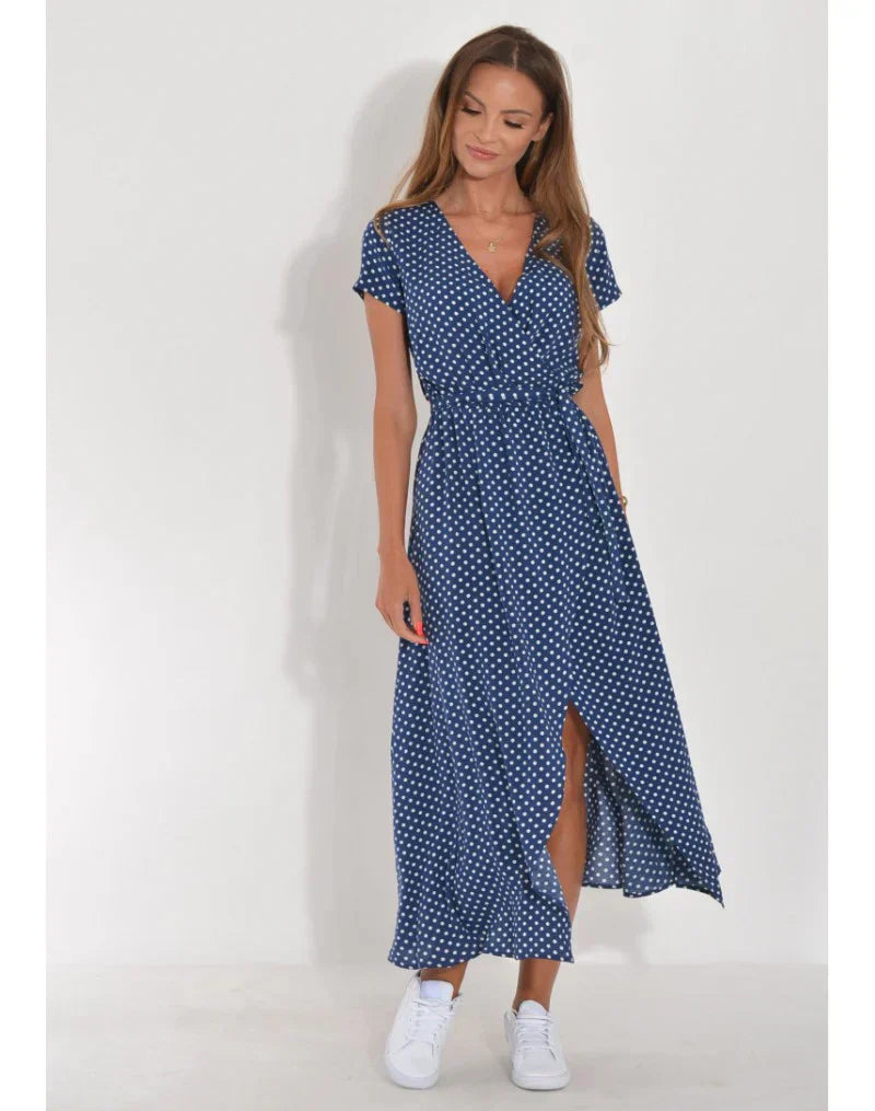 EVA | Elegant V-Neck Dress with Midriff Coverage