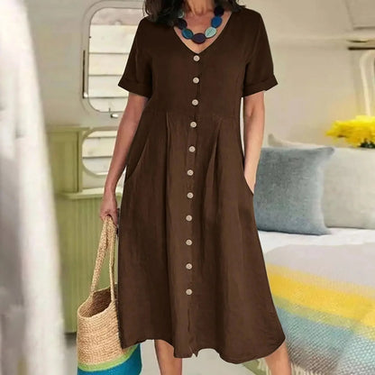 Luxuriöses Leinenkleid mit Taschen 