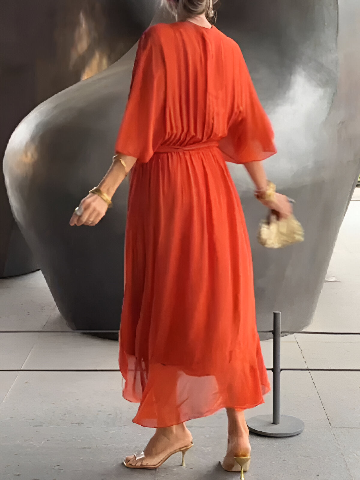 Monica - Robe en mousseline à col en V