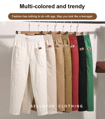 Elastische Baumwollbundhose für Damen 