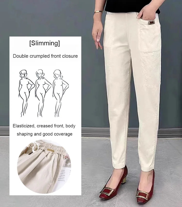 Elastische Baumwollbundhose für Damen 