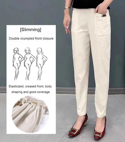 Elastische Baumwollbundhose für Damen 