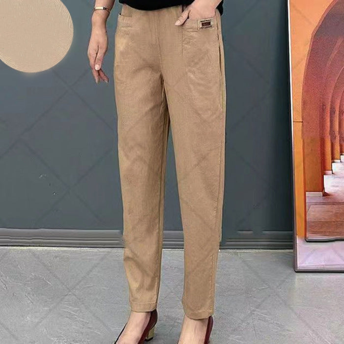 Elastische Baumwollbundhose für Damen 