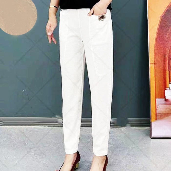 Elastische Baumwollbundhose für Damen 