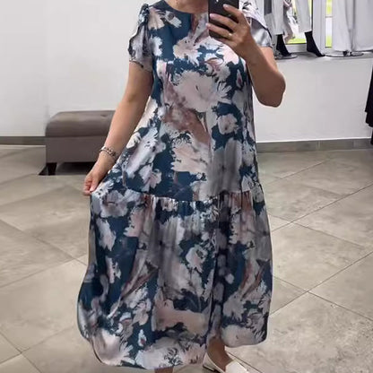 🌸Übergröße, Frühlings- und Sommermode, langes Blumenkleid 