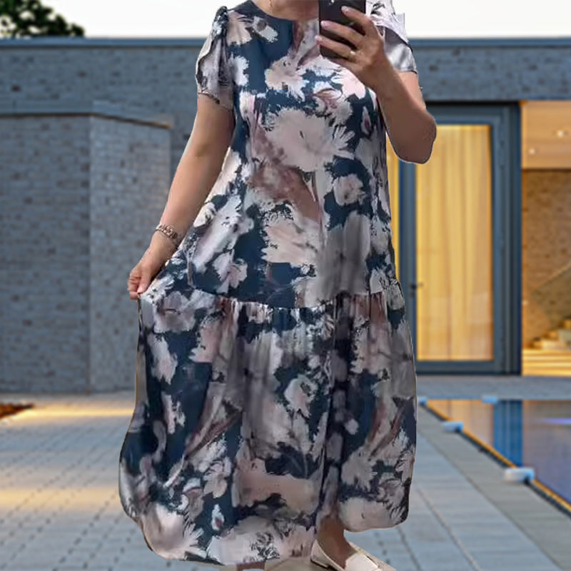 🌸Übergröße, Frühlings- und Sommermode, langes Blumenkleid 