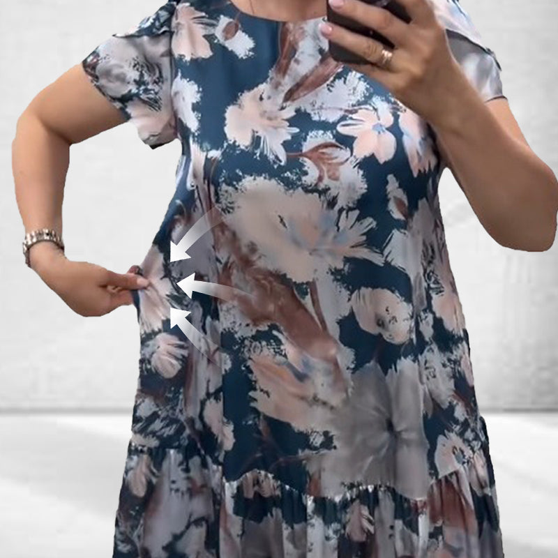 🌸Übergröße, Frühlings- und Sommermode, langes Blumenkleid 