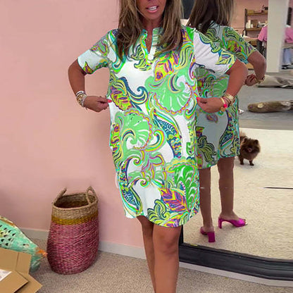 🌸Robe à imprimé floral pour femme avec col en V