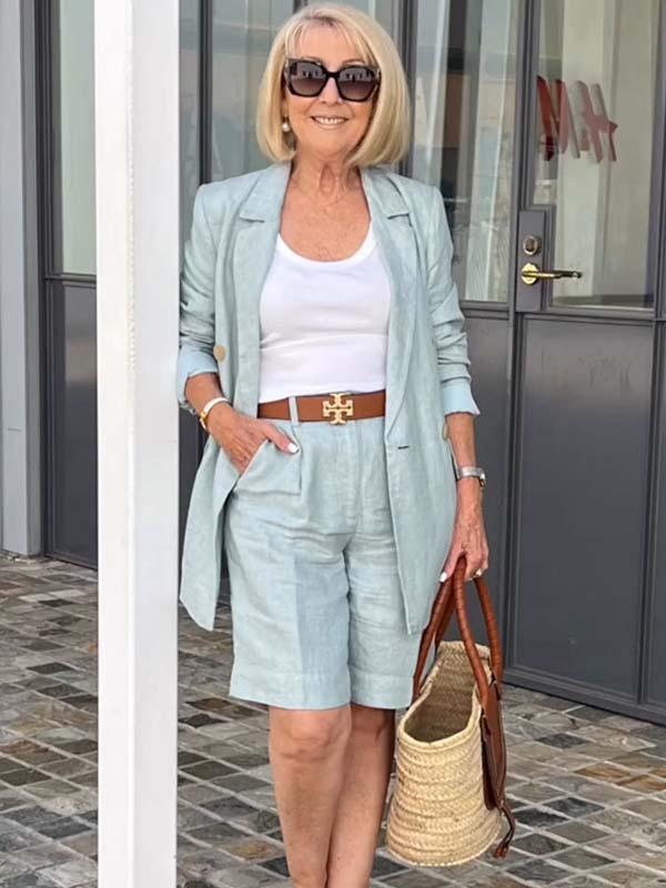 💐 Frühjahrsangebot 2025 🔥Zweiteiliges Set mit Top, Blazer und Shorts mit dreidimensionalen Blumen