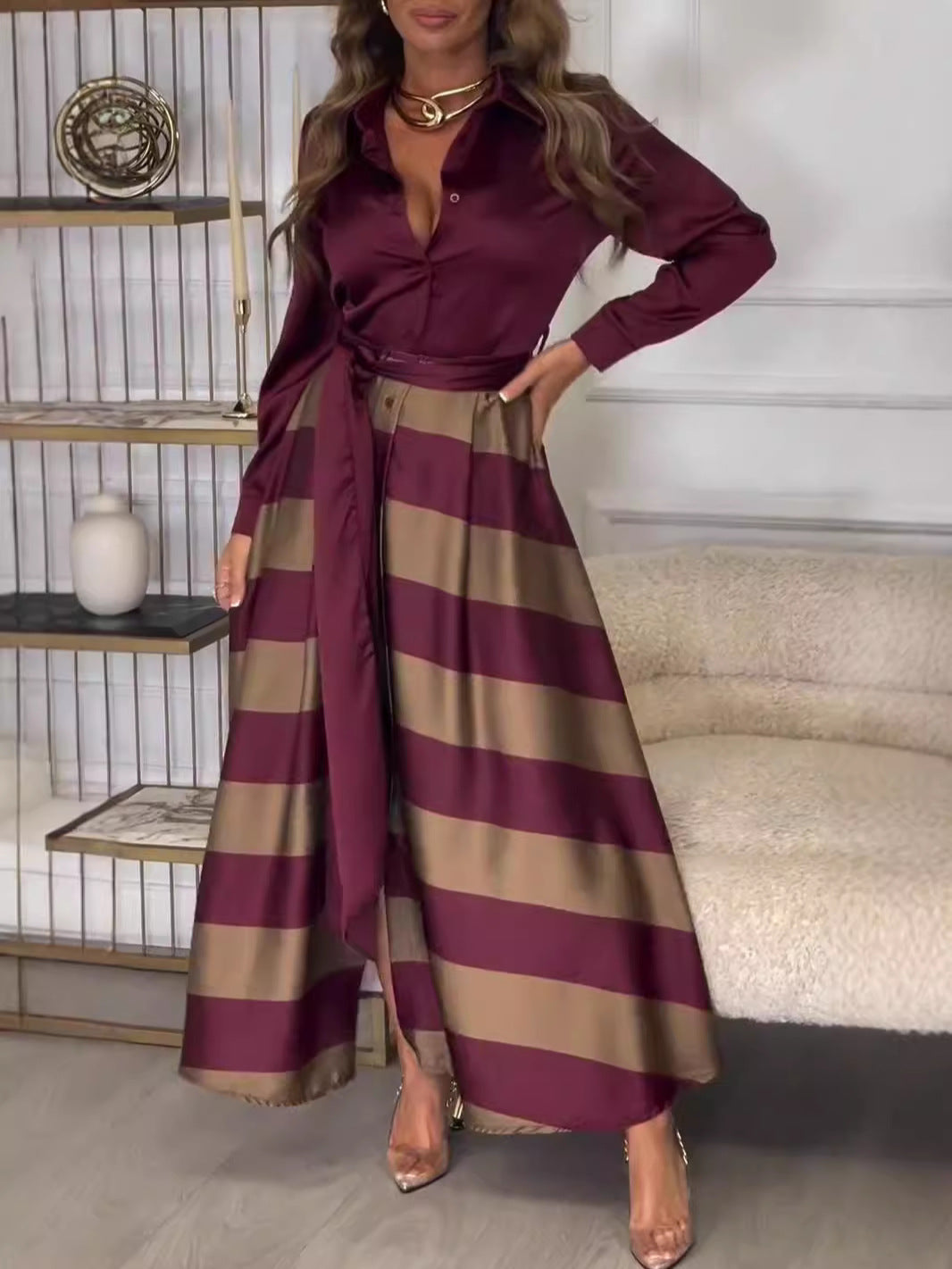 🍂Herbst-Special🍂Elegantes bedrucktes französisches Kleid