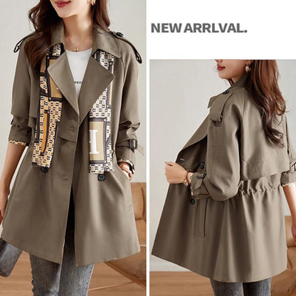 Großer Ausverkauf💥Mittellanger Trenchcoat mit schlankem Revers für Damen