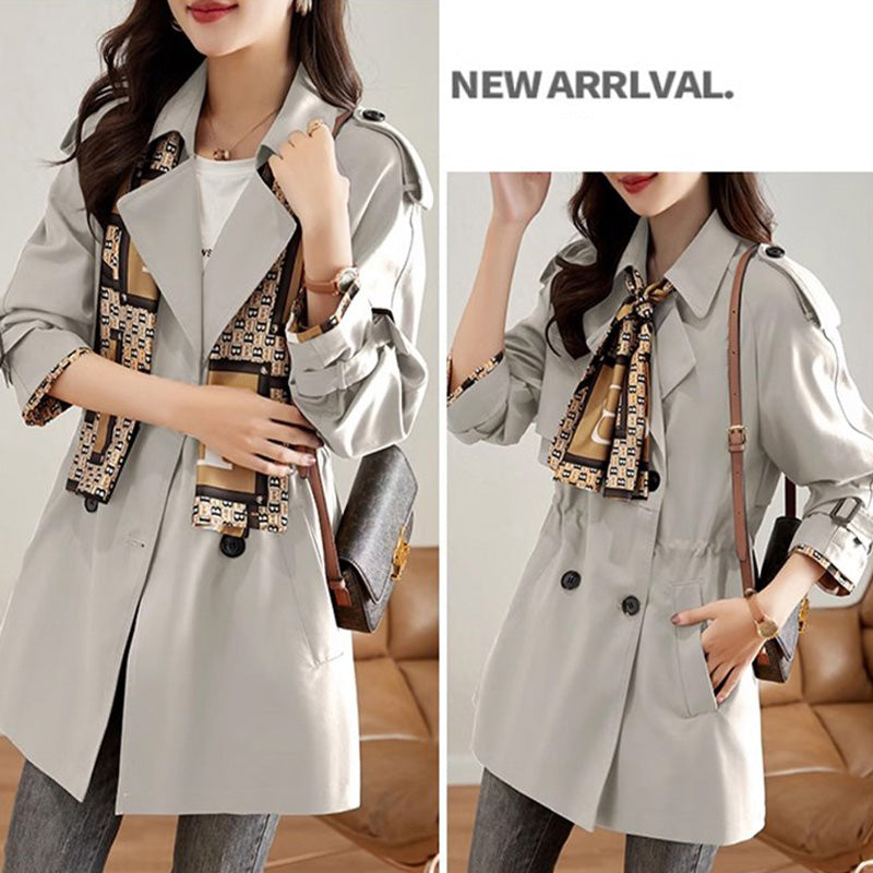 Großer Ausverkauf💥Mittellanger Trenchcoat mit schlankem Revers für Damen