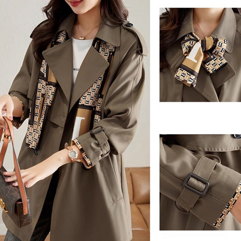 Großer Ausverkauf💥Mittellanger Trenchcoat mit schlankem Revers für Damen