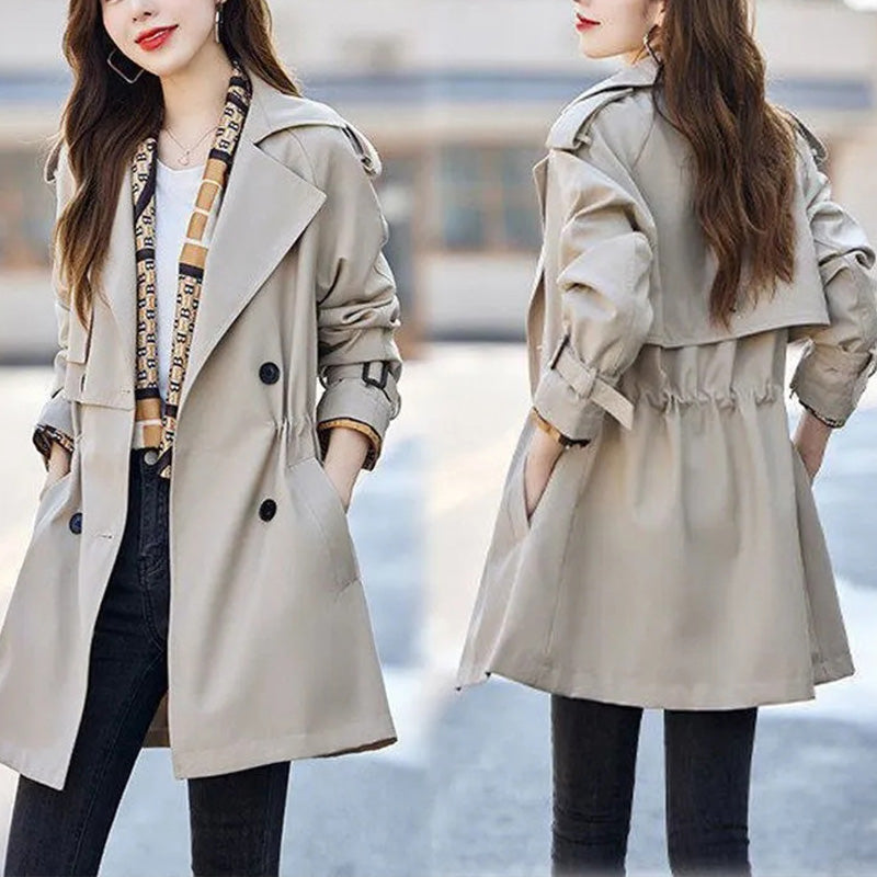 Großer Ausverkauf💥Mittellanger Trenchcoat mit schlankem Revers für Damen