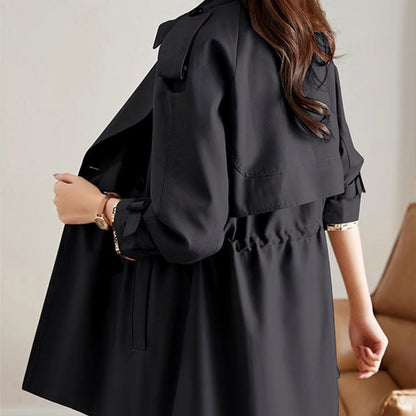 Großer Ausverkauf💥Mittellanger Trenchcoat mit schlankem Revers für Damen