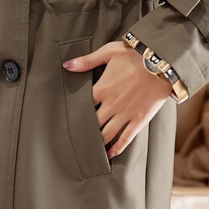 Großer Ausverkauf💥Mittellanger Trenchcoat mit schlankem Revers für Damen