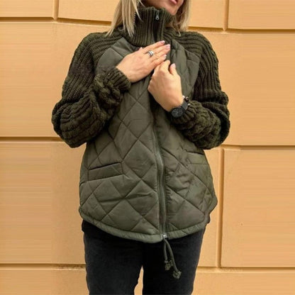 Gestrickte, gesteppte Daunenjacke für Damen mit Patchwork (🔥Kostenloser Versand)