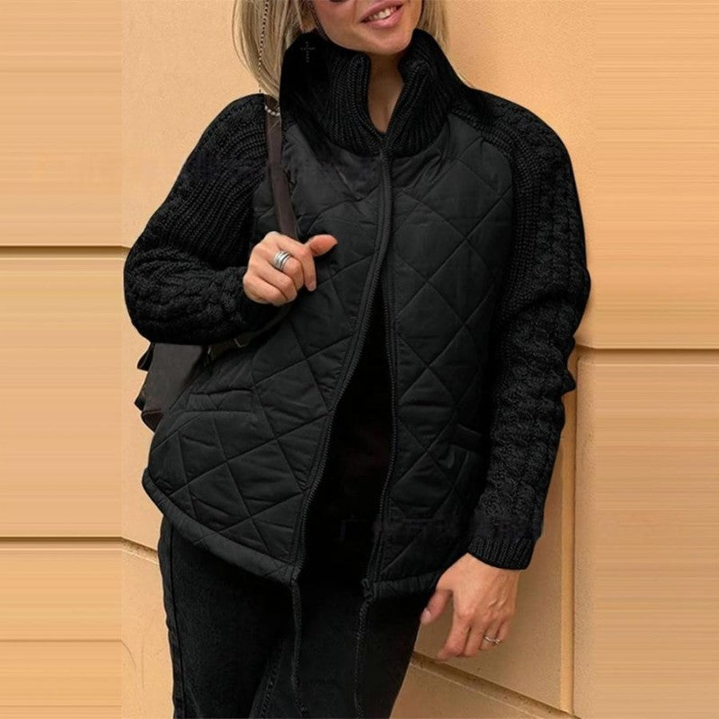 Gestrickte, gesteppte Daunenjacke für Damen mit Patchwork (🔥Kostenloser Versand)