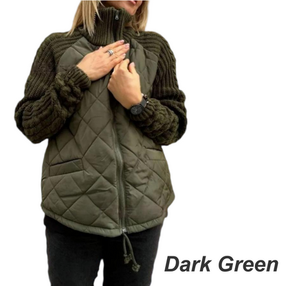 Gestrickte, gesteppte Daunenjacke für Damen mit Patchwork (🔥Kostenloser Versand)