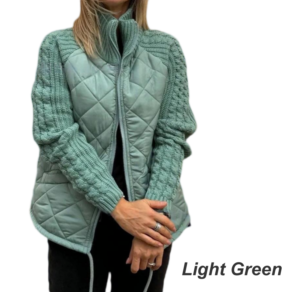 Gestrickte, gesteppte Daunenjacke für Damen mit Patchwork (🔥Kostenloser Versand)