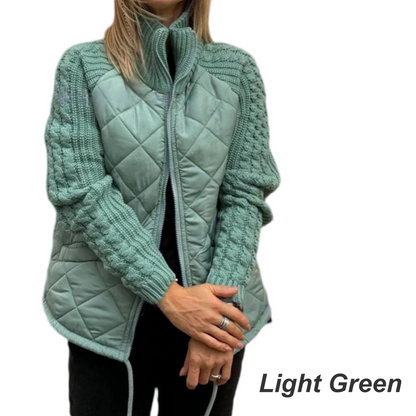 Gestrickte, gesteppte Daunenjacke für Damen mit Patchwork (🔥Kostenloser Versand)