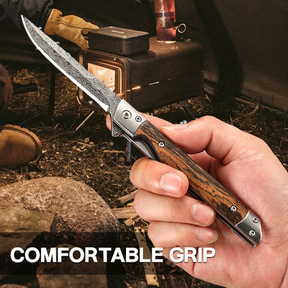 🔥 Großer Ausverkauf 50 % RABATT🔥🗡️ Klappmesser mit Holzgriff für Arbeit, Wandern &amp; Camping ⛺ Kaufen Sie 1, erhalten Sie 1 gratis 