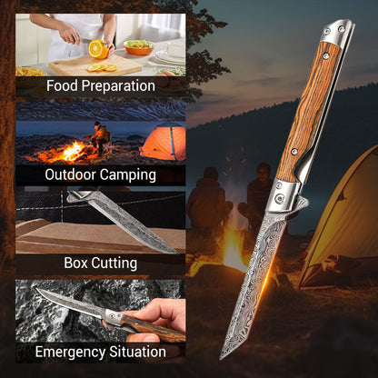 🔥 Großer Ausverkauf 50 % RABATT🔥🗡️ Klappmesser mit Holzgriff für Arbeit, Wandern &amp; Camping ⛺ Kaufen Sie 1, erhalten Sie 1 gratis 