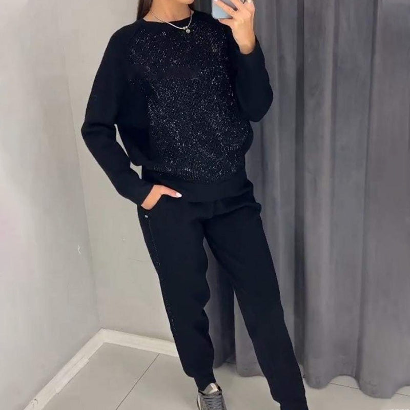 💝Damen-Strass-Sweatshirt und zweiteiliges Set