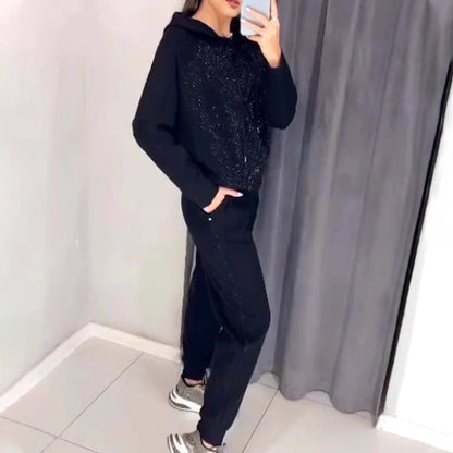 💝Damen-Strass-Sweatshirt und zweiteiliges Set