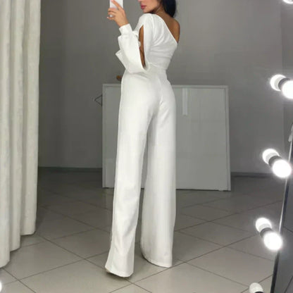 One-Shoulder-Jumpsuit aus glitzerndem Mesh mit ausgestelltem Oberteil für Damen