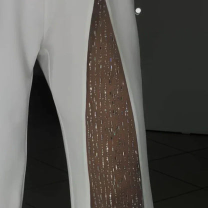 One-Shoulder-Jumpsuit aus glitzerndem Mesh mit ausgestelltem Oberteil für Damen