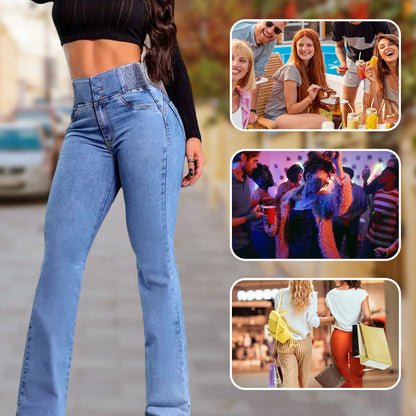 High-Waisted Stretch Flared Jeans