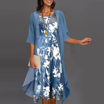 🌸Ensemble élégant 2 pièces : chemisier à manches mi-longues + robe 