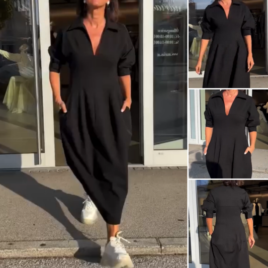 Spring Specials Midi Dress with V-neck and Lapel
