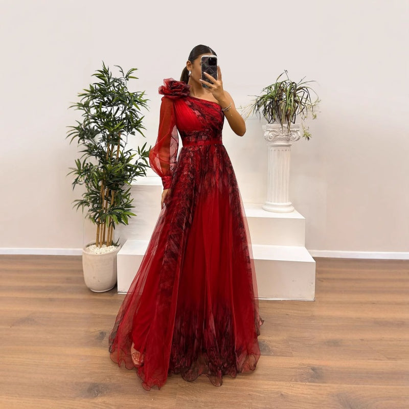Robe à épaules dénudées en maille imprimée tendance pour femme