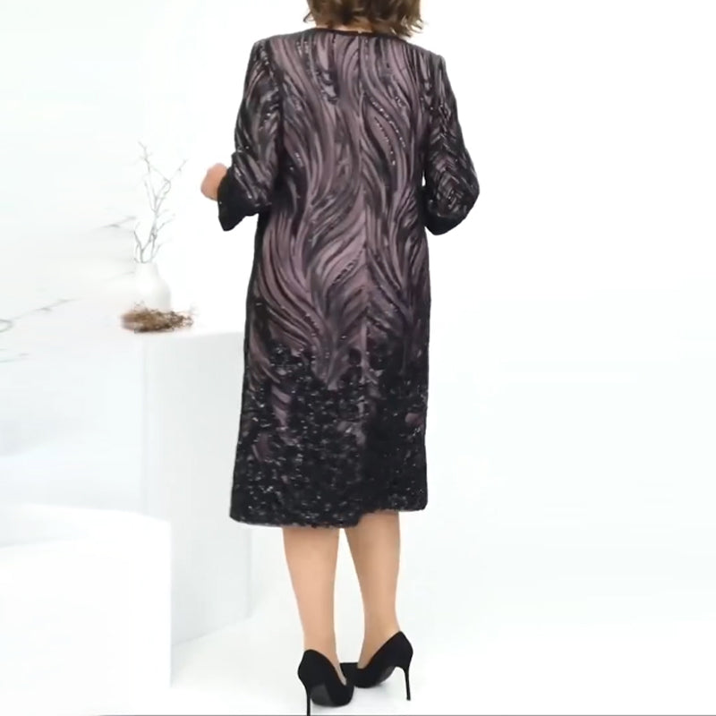Robe de soirée trapèze à paillettes pour femme