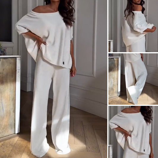 🔥Nouveautés d'été🔥Ensemble deux pièces décontracté pour femme, haut à une épaule et pantalon