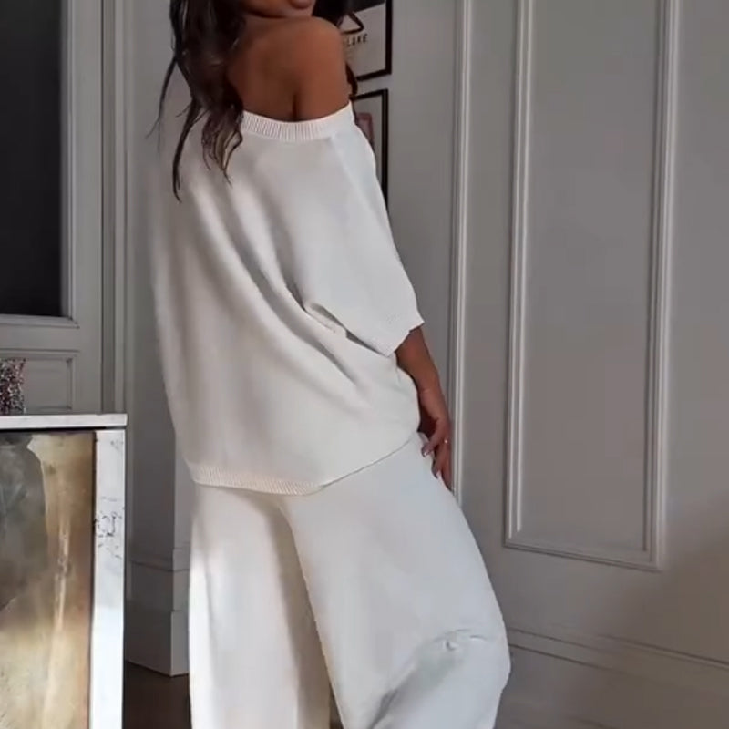 🔥Neue Artikel🔥Damen lässiger Zweiteiler – One-Shoulder Top & Hose